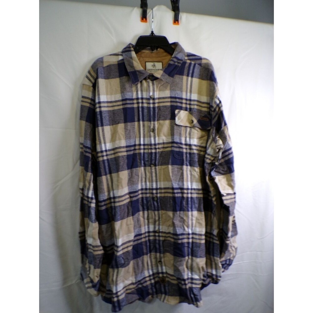 Legendary Whitetails Buck Camp Plaid Flannel Shirt Men's 2XL Tall POLW-8905